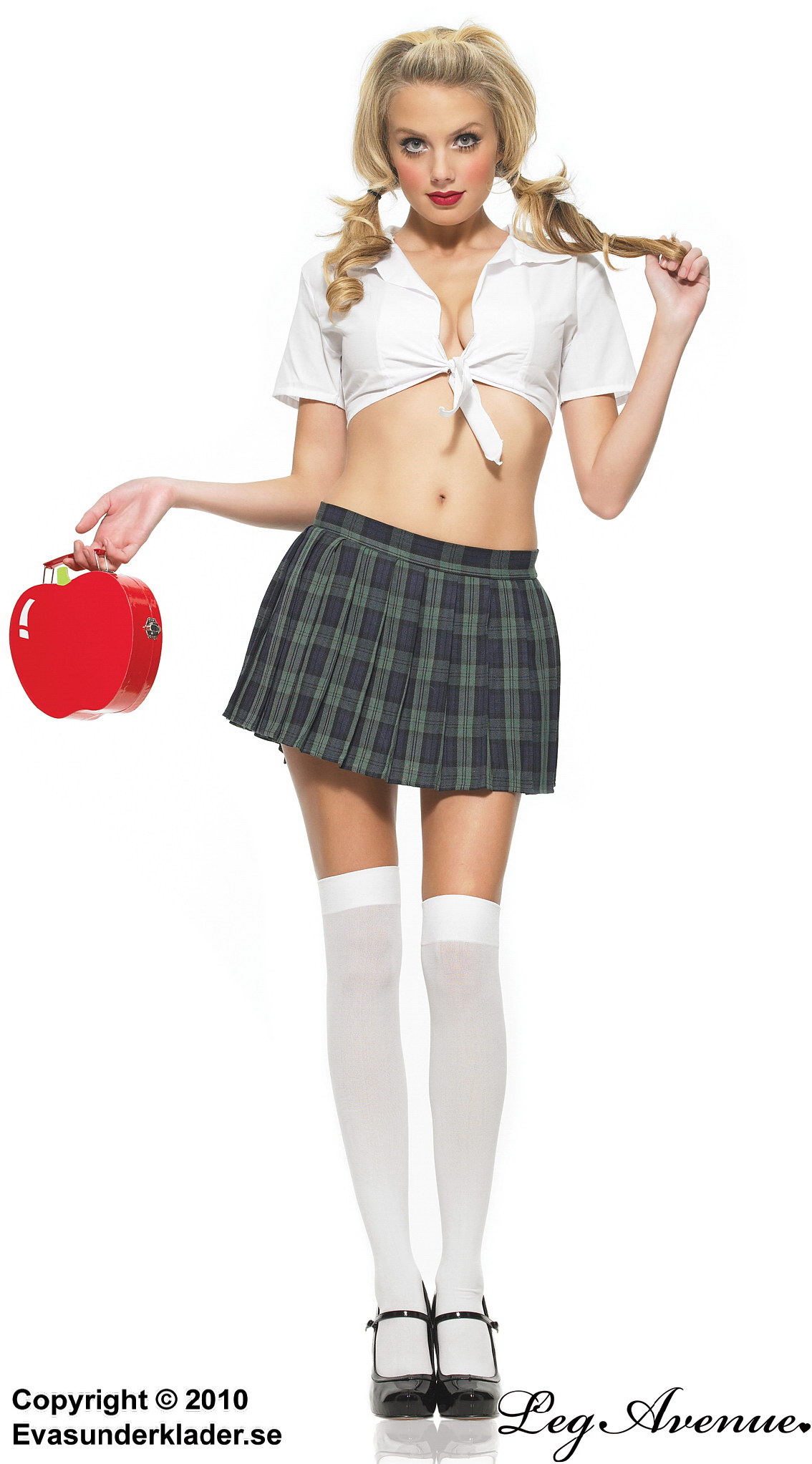 Schoolgirl, top and skirt costume, short sleeves, scott-checkered pattern